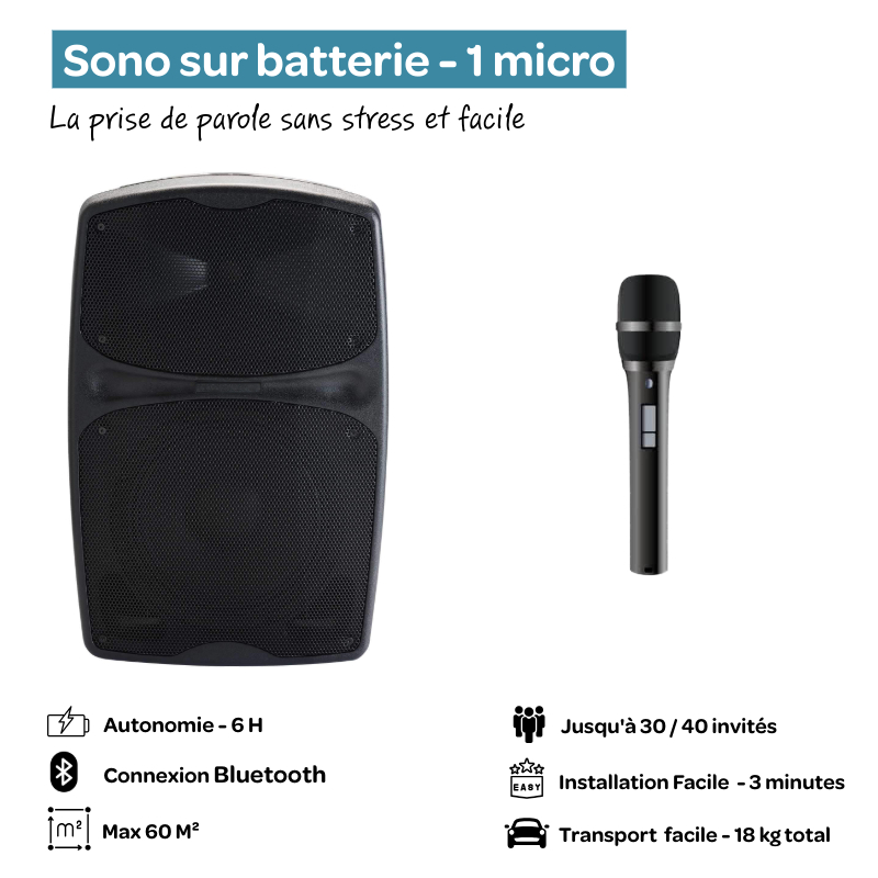 SONO sur batterie avec 1 micros sans fil