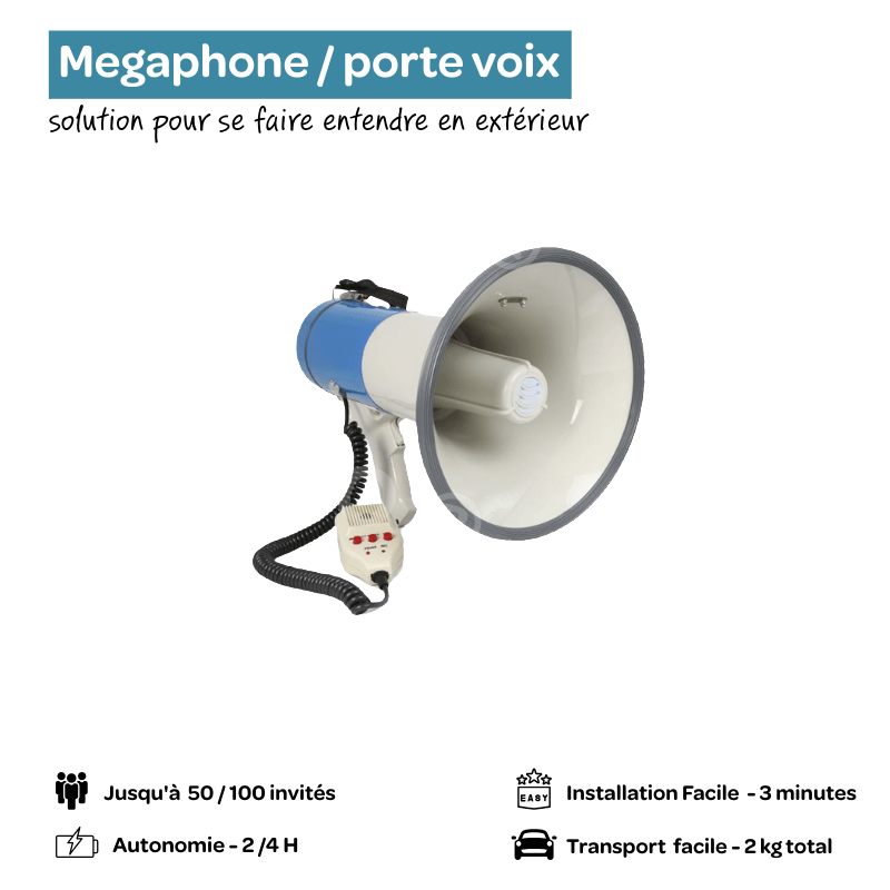 mégaphone porte voix 65w - sur batterie