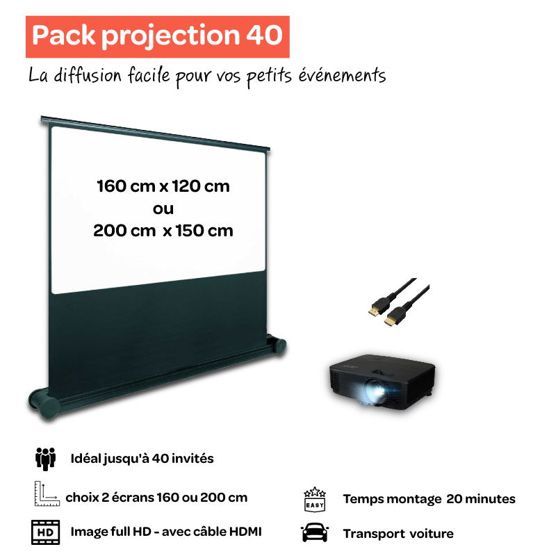 Pack vidéoprojecteur +  écran Facile