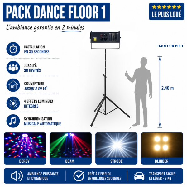 Effet de lumière - Dancefloor 1 -  avec pied